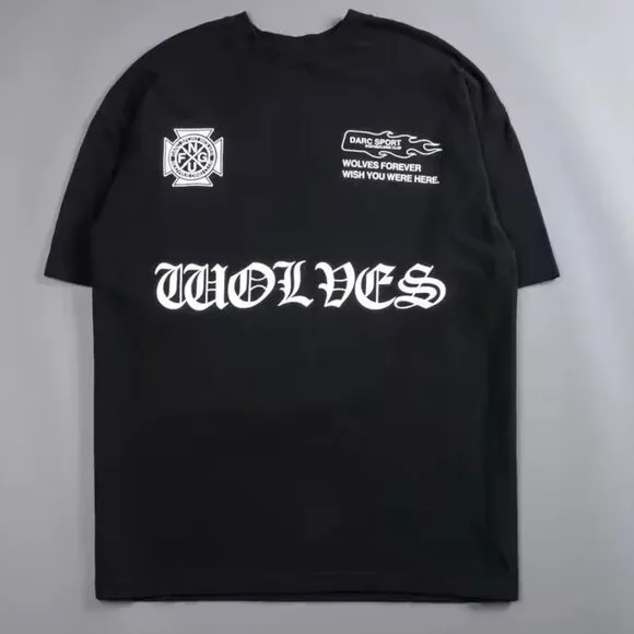 Darc Sport “FORGED” Black Raglan Wolf Graphic Tee L NWT Streetwear Premium Fit